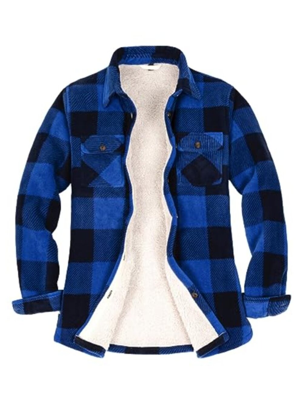 Sherpa Fleece Lined Flannel Shirt Jacket Button Up Plaid Shirt Jac